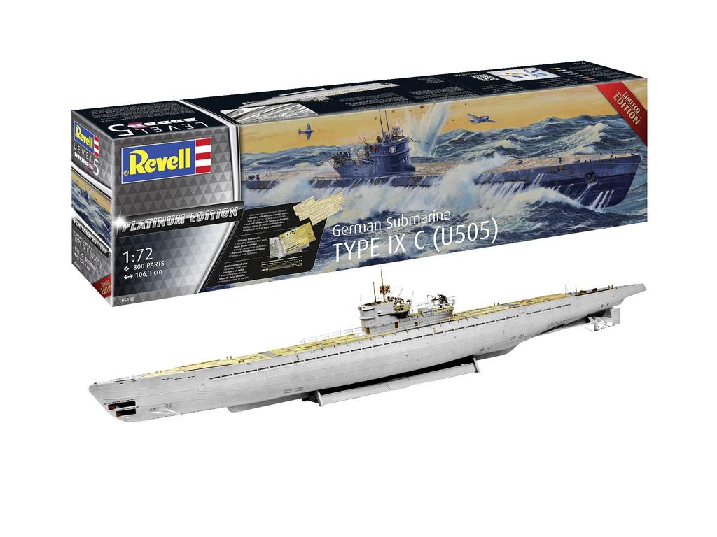 Revell 1/72 German Submarine Type IX C (U505) Platinum Edition Plastic Model Kit 05180 (Submarine)