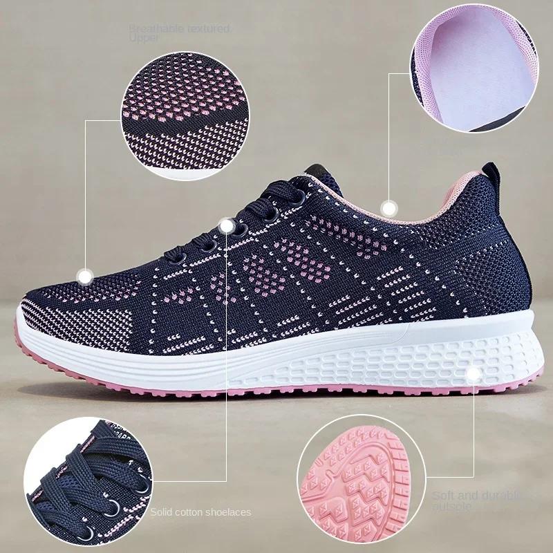 Women Casual Shoes Fashion Breathable Walking Mesh Flat Shoes Sneakers Women  Vulcanized Shoes White Female Footwear
