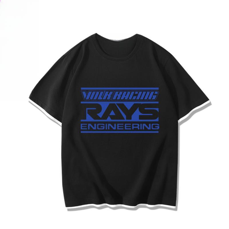 Japan RAYS Wheel Hub Modified Car Jdm Short-sleeved T-shirt Men's and Women's Pure Cotton Half-sleeved Casual Wear Top Versatile
