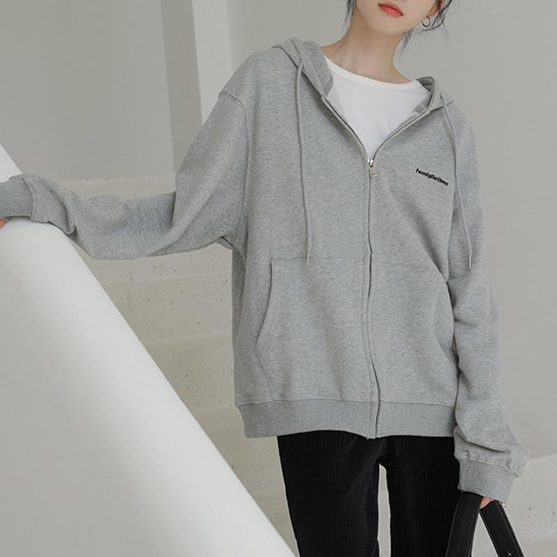 Sweatshirt Damen Letter Hooded Cardigan Lose Freizeitjacke Top