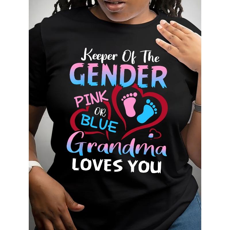 

Women s Keep Your Gender Grandma Loves You Print Tee Round Neck Short Sleeve Casual Top S чёрный