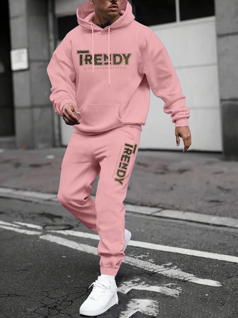 New sweater sweatpants set letter printing casual jacket autumn and winter velvet street tide youth hooded suit