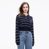 SheTu Women's Polo Collar Striped Knit Pullover