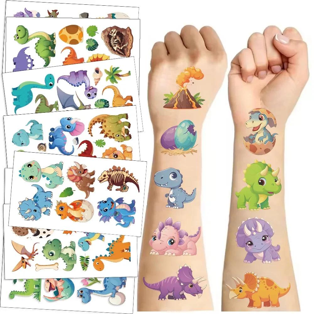 

2025 10 Sheets Dinosaurs Tattoo Sticker Temporary Fake Tattoo Arm Hands Body Waterdichte Tatouages Pour Kids Toy Gift
