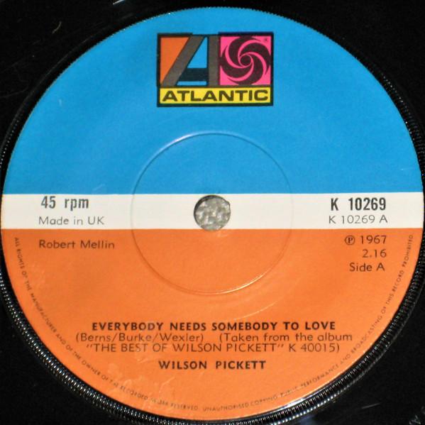 7inch Record WILSON PICKETT - Everybody Needs Somebody To Love K10269 Atlantic 1973 UK Soul/Funk Used