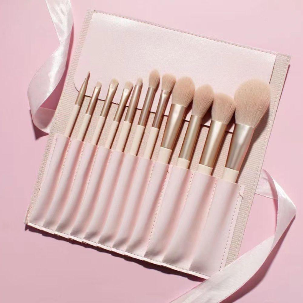 11pcs Professional Pink Makeup Brushes Set Soft-bristled Brush Foundation Brush  Concealer