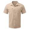 Summer Cotton Linen Casual Shirts Men Short Sleeve Solid Color Turn Down Collar Shirt Mens Breathable Beach Style Blouse 5XL
