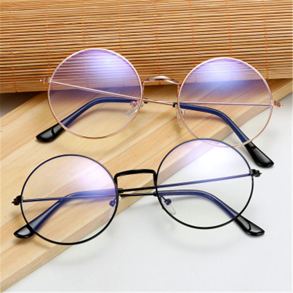 Women Men Portable Round Anti-Blue Light Eyeglasses Metal Glasses Ultra Light Frame Eye Protection