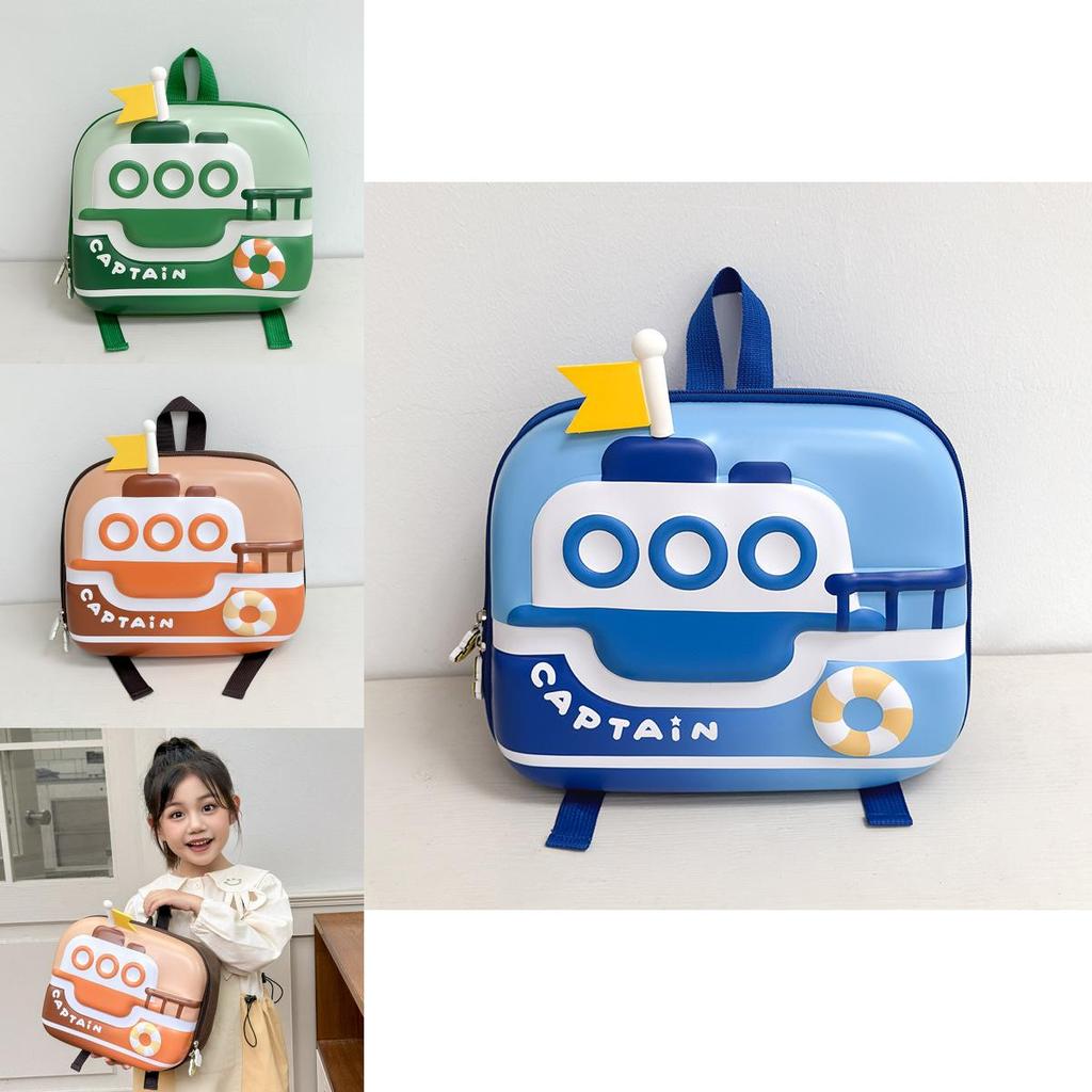 Cute Eggshell Backpack With Ship Printing Design For Preschool Children