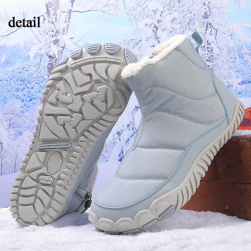 Damen Warme Futter aus Kunstfell Wasserdicht Rutschfest Reißverschluss Knöchel Schneestiefel Outdoor Wandern Spazierengehen Winterstiefel