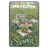 D Flat Metal Sign Vintage Welcome Garden Tin Sign Set Rustic Home Decor Butterfly Flower Watering Can Wall Art