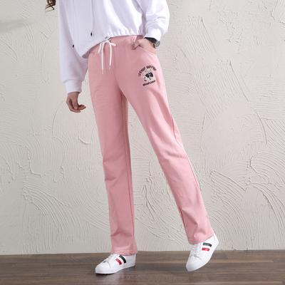 Damen Frühlings Bärenstickerei Gerade Sweatpants Studenten Freizeit-Sweatpants