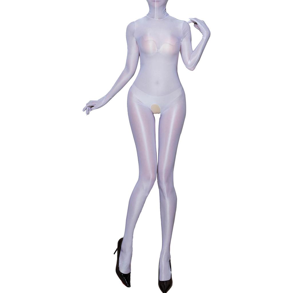 Women's Shiny Transparent Bodystocking Smooth Nylon Bodysuit Full Body Stockings Jumpsuit Sexy Lingerie