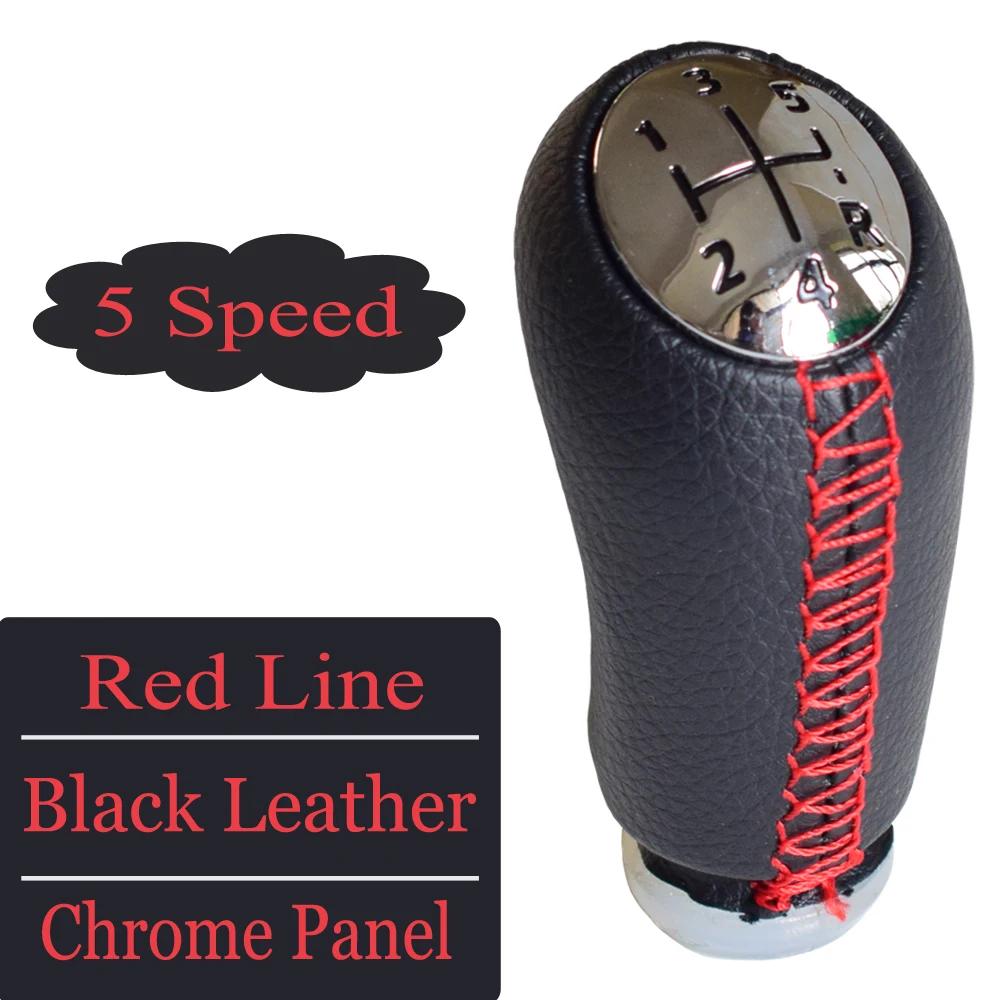 

Leather Gear Shift Knob For Renault Laguna Megane 2 Clio 3 2003-2009 Kangoo 2009 Chrome Matt Silver 5 Speed Stick Lever Shifter Red-Chrome