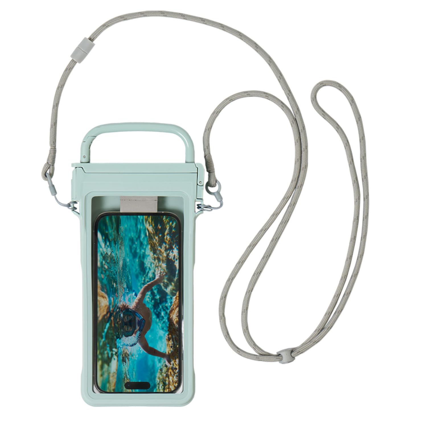 

Rhythm Waterproof Smartphone Case IP67 Blue Touch Operation Shoulder Neck Strap Included CARABINERCASE 9YYA66RH04