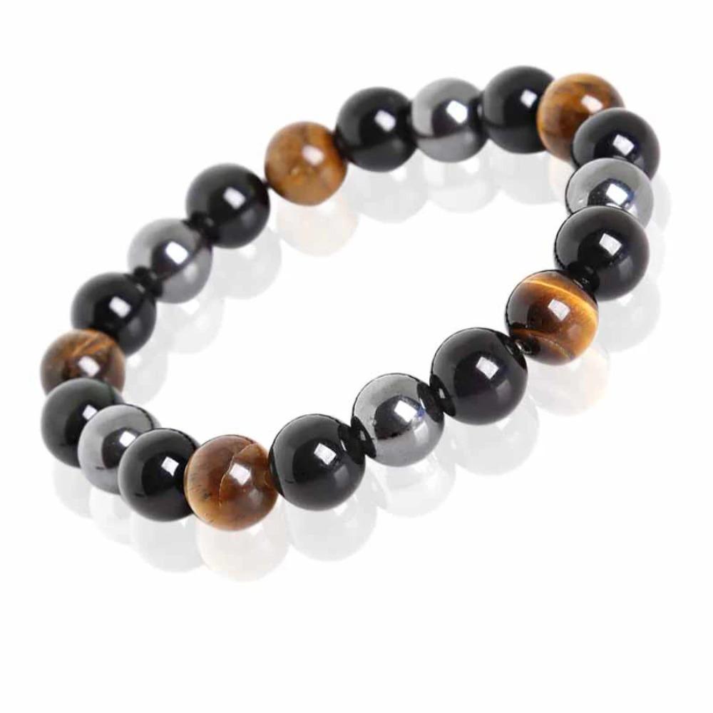Natürliche schwarze Obsidian-Hämatit-Tigerauge-Perlen-Armbänder für Männer zum magnetischen Gesundheitsschutz für Frauen Seelenschmuck Pulsera Hombre
