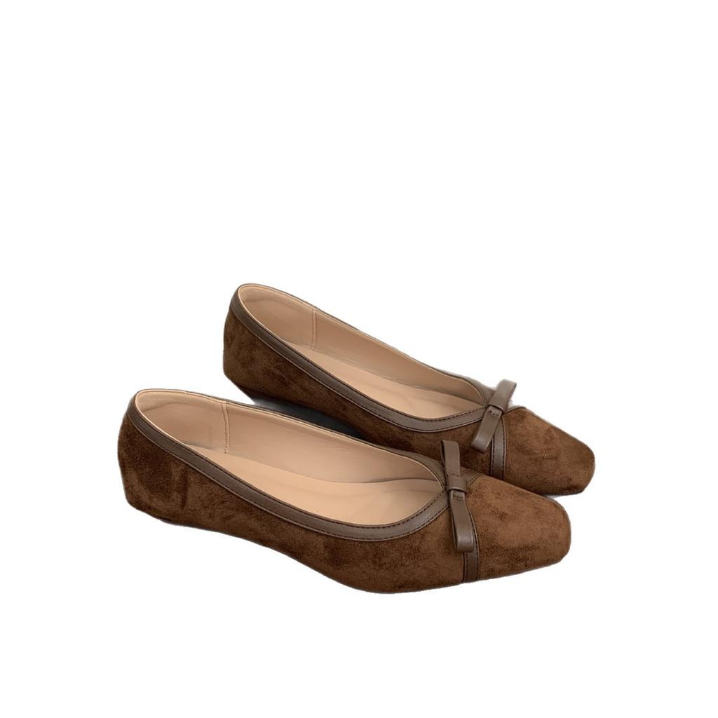 Scarpe singole quadrate retrò francesi scarpe Mary Jane con fiocco primavera piatte morbide sorellina scarpe in pelle stile fatato scarpe da donna