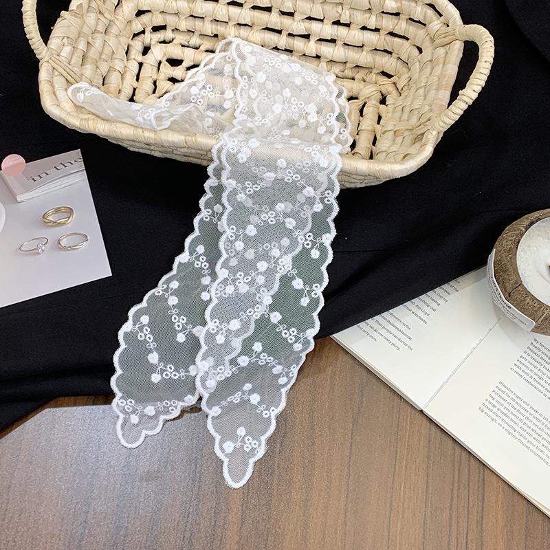 Silk scarf, long strip, high-end lace waist chain, multi-purpose silk scarf, hair accessories, mesh embroidery, streamer belt, headscarf, headband.