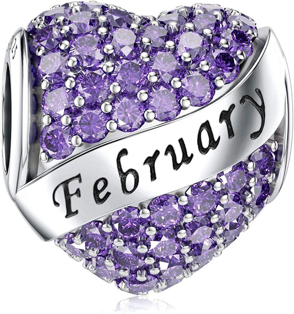 Authentic Copper Plated Twelve Month Birthstone Heart Eternity Decorative Charms Beads Pendant Charm Fit Original Fashion Bracelet For Women Jewelry