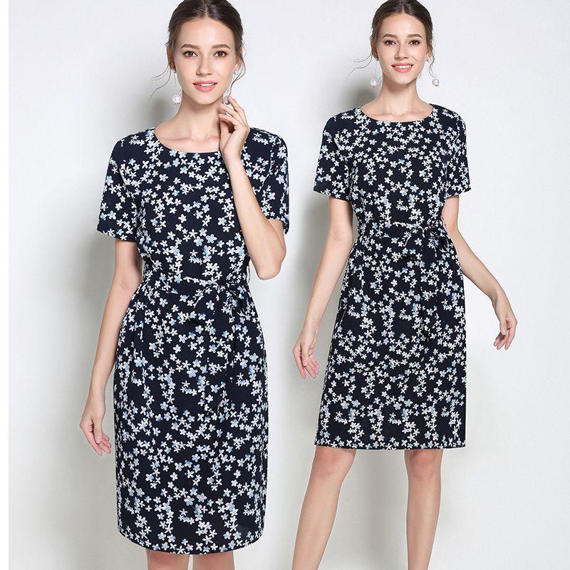 

Slimming Youthful-Looking A- line European Goods Straight Fashionable Women s Dress Flower color 2XL