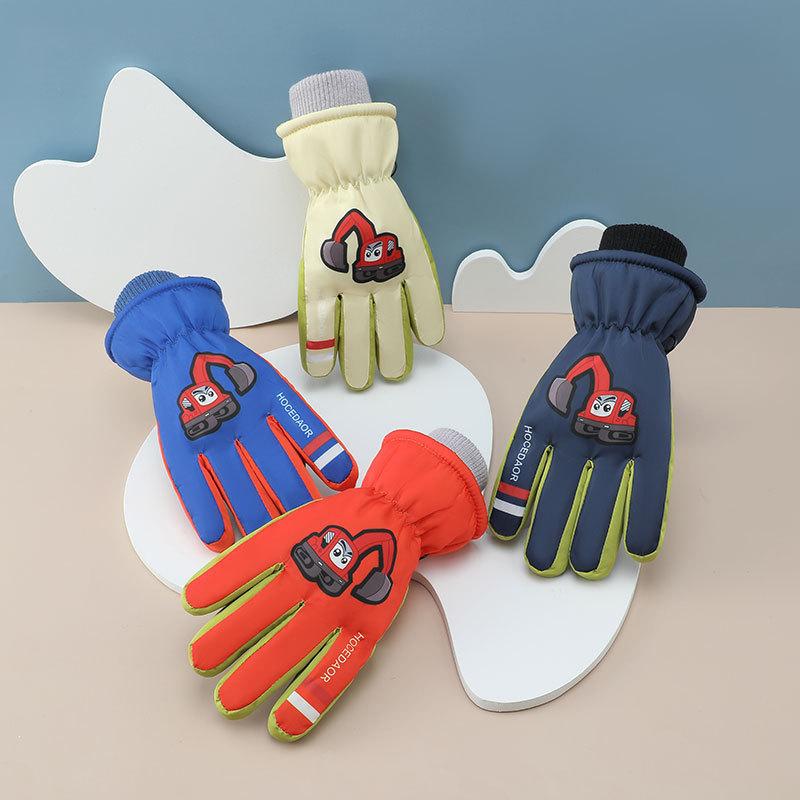 Children's Warm Gloves for Winter Plus Velvet Thickened Ski Gloves for Students Cycling Waterproof and Cold Resistant Gloves for Boys and Girls