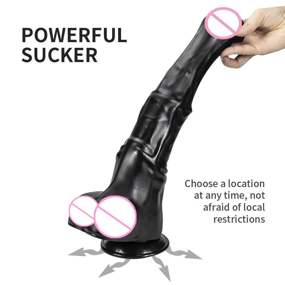 Duen Thick Big Horse Cock Sex Product Lengthened Back Court Masturbation Anal Dilatation Device Suction Cup Anal Plug Penis Sex Toys