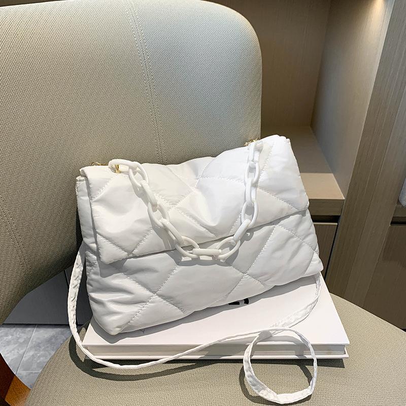 

Модные сумки через плечо с цепочкой, женские зимние стеганые сумки через плечо с хлопковой подкладкой, повседневные, большой емкости, простые женские сумки