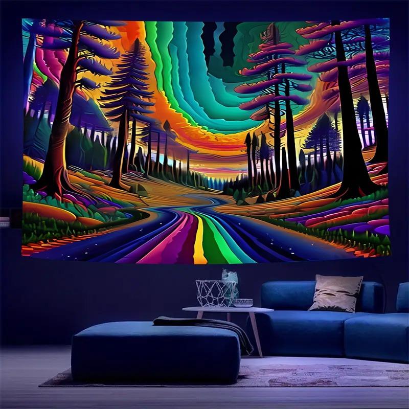 Ultraviolet Bubble Giant Tree Luminous Tapestry, Indoor Mood To Create Atmosphere, Psychedelic Luminous Art, Bedroom Decoration