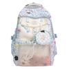 Capacity Large Backpack With Grid And Cartoon Dog Cat Print Design Daily For