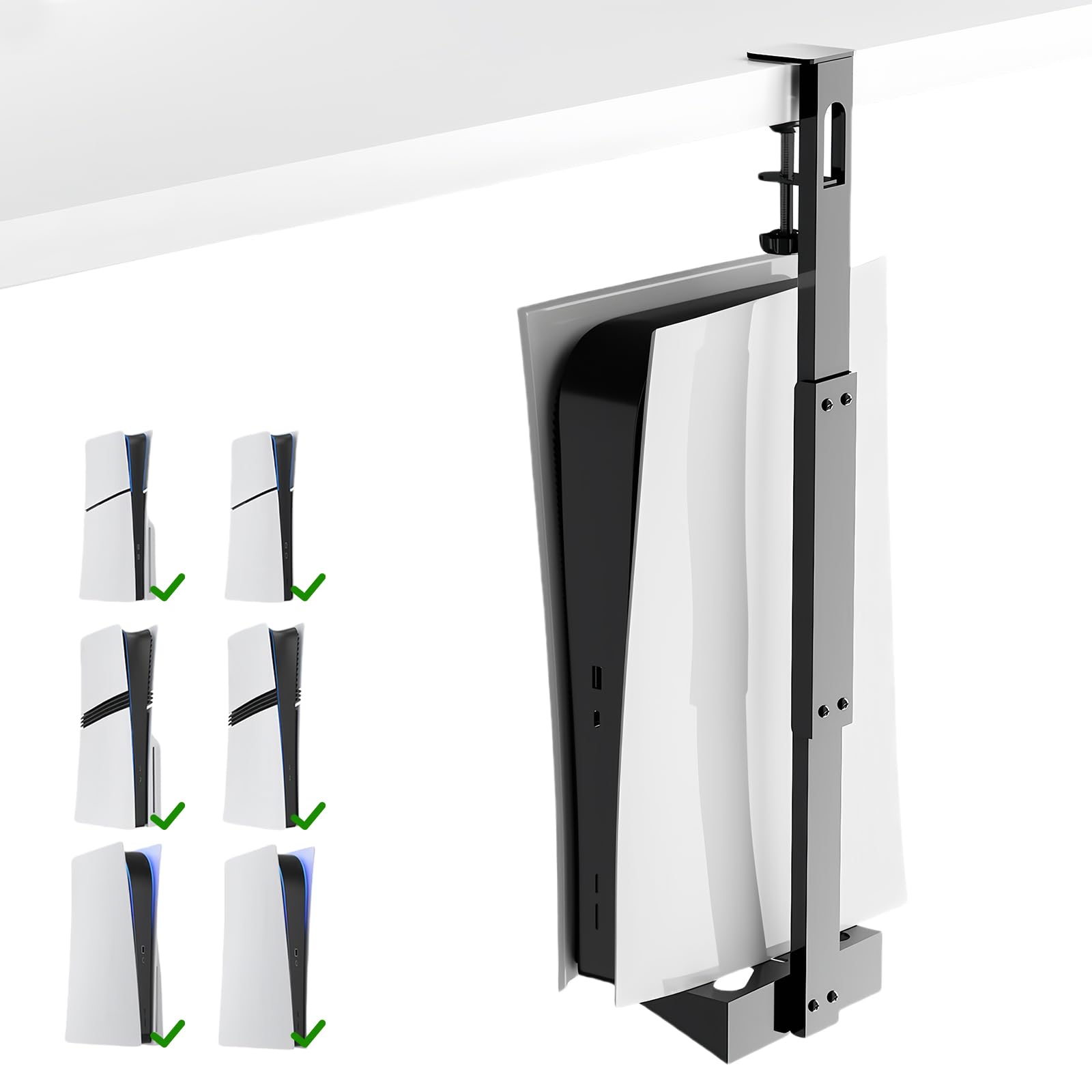 

New PS5 Holder PS5 PS5 Slim Vertical Headphone No Drilling Improved Heat PS5 Compatible Compatible with both the Standard and Digital Versions of PS5 чорний