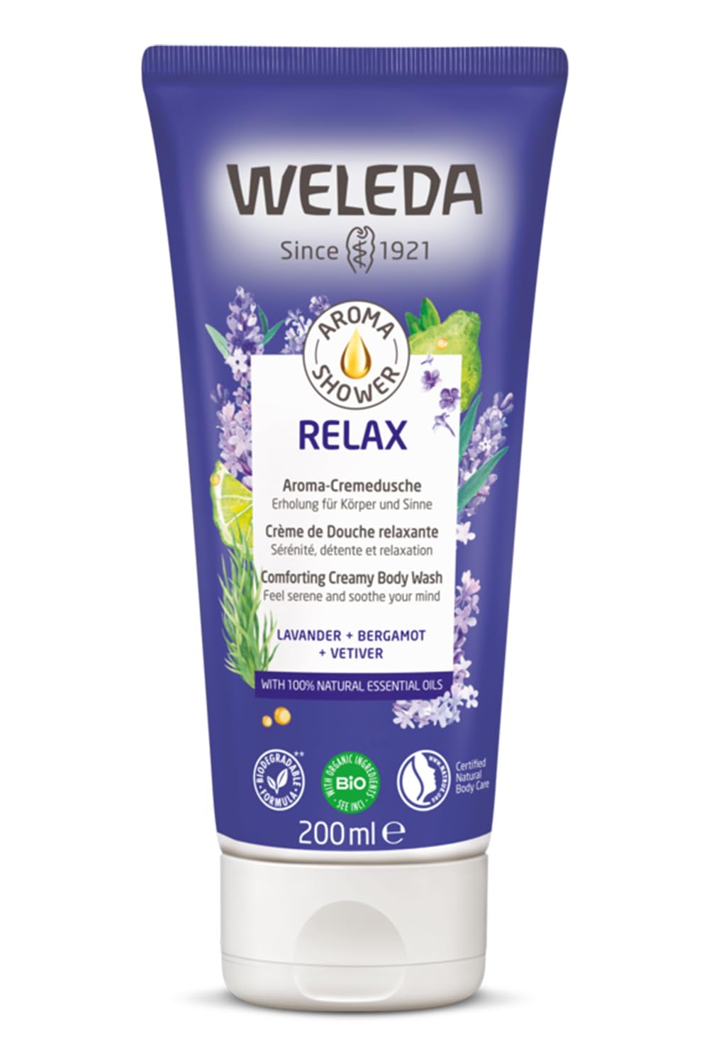 

WELEDA Арома-гель для душа Расслабляющий 200 мл Тело Тело Успокаивающий Травяной Натурального происхождения Органический [Официальный] Очищающее средство, Гель для душа, Аромат, Ингредиенты, фиолетовый