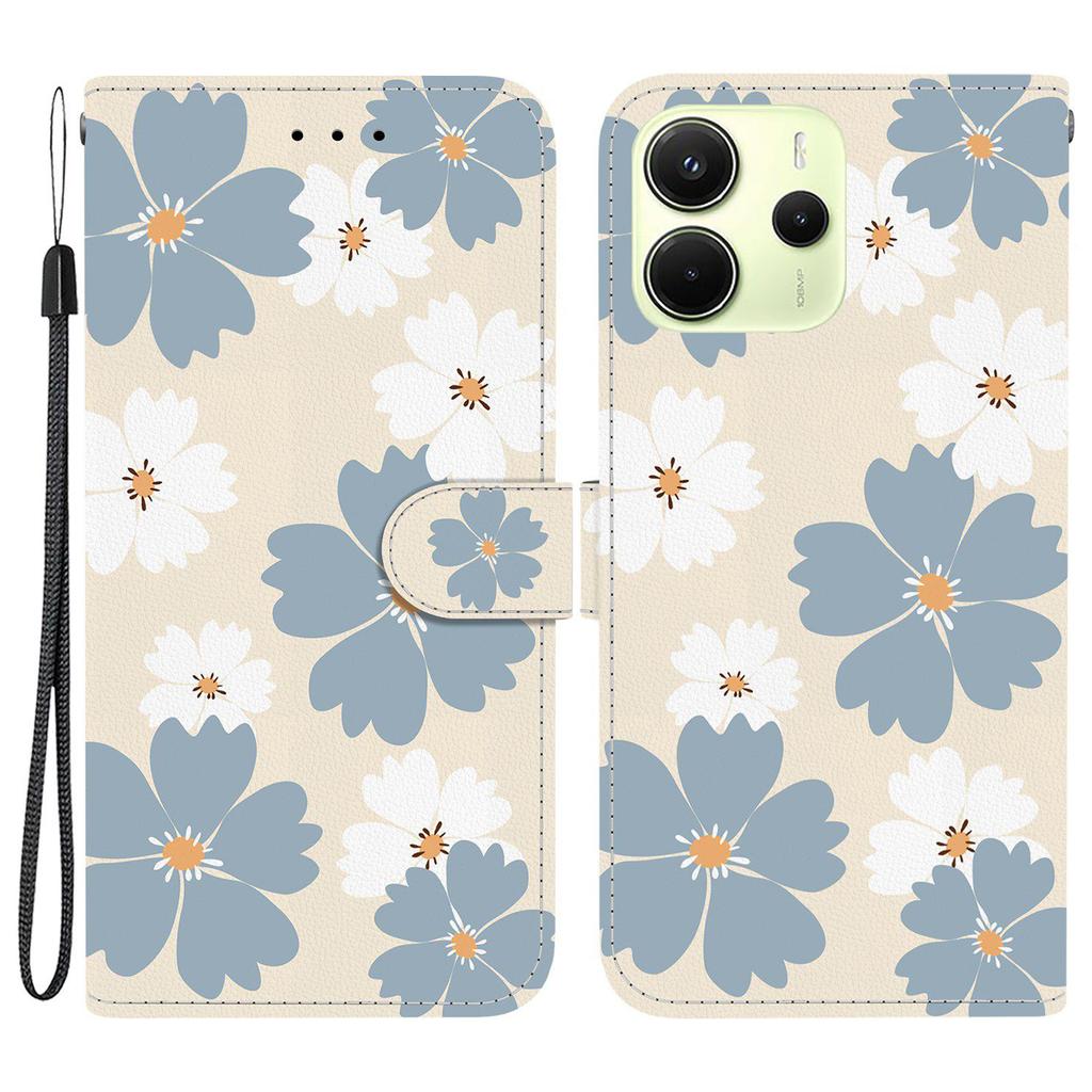 Für Xiaomi Redmi Note 14 4G (163,25 mm) Geldbörsenhülle Musterdruck Leder Ständer Handyhülle mit Riemen