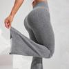 Women's High Waist Flared Yoga Pants Knitted Wide Leg Sweatpants Light Gray Flippy