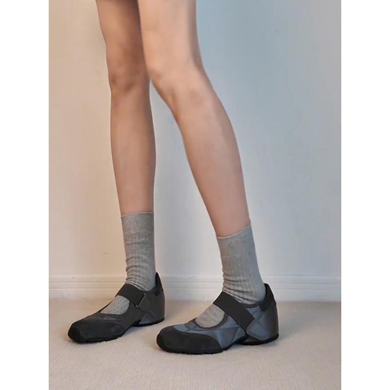 Sheepskin version~ niche retro round head inner height increase Velcro Mary Jane shoes women's Korean version casual shoes versatile single shoes