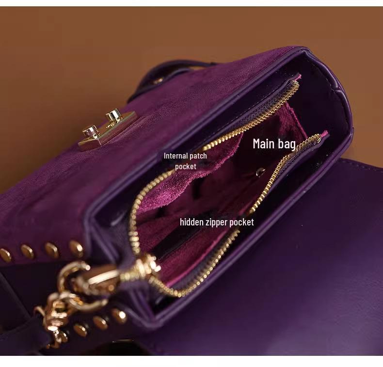 Women's Luxury Purple Crossbody Handbag - Elegant Commuter Style
