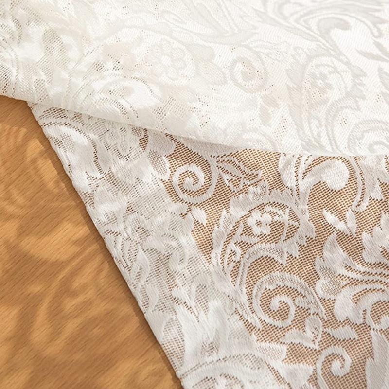 Lace Curtain with Vintaged Flower Embroidery tulle Transparent Panels Curtains for Bedroom Living Room Window Drapes