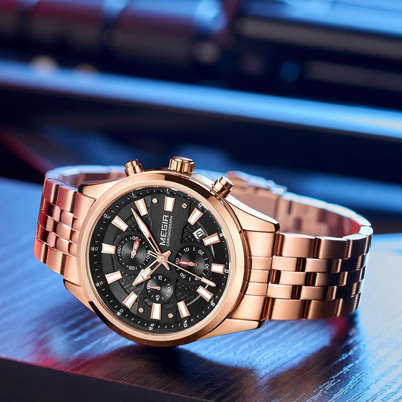Men'S Watch, High-End Calendar Chronograph Sports Steel Belt Business Quartz Men'S Watch 2154