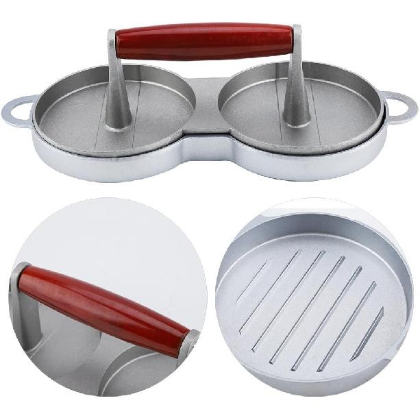 Double Burger Press Hamburger Maker, Aluminum Alloy Non-Stick Hamburger Kitchen Tools for Easily efficiently Making Delicious Burgers
