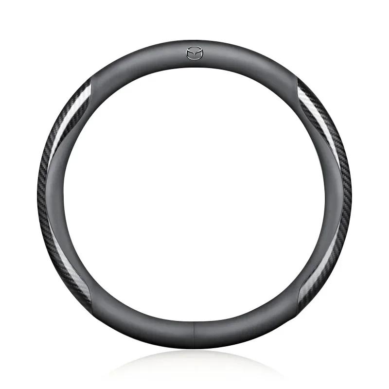 

Car Suede Carbon Fiber Leather Steering Wheel Cover Non-slip For Mazda 2 3 5 6 CX-3 CX-4 CX-5 CX-7 CX-9 Atenza Axela MX5 чёрный