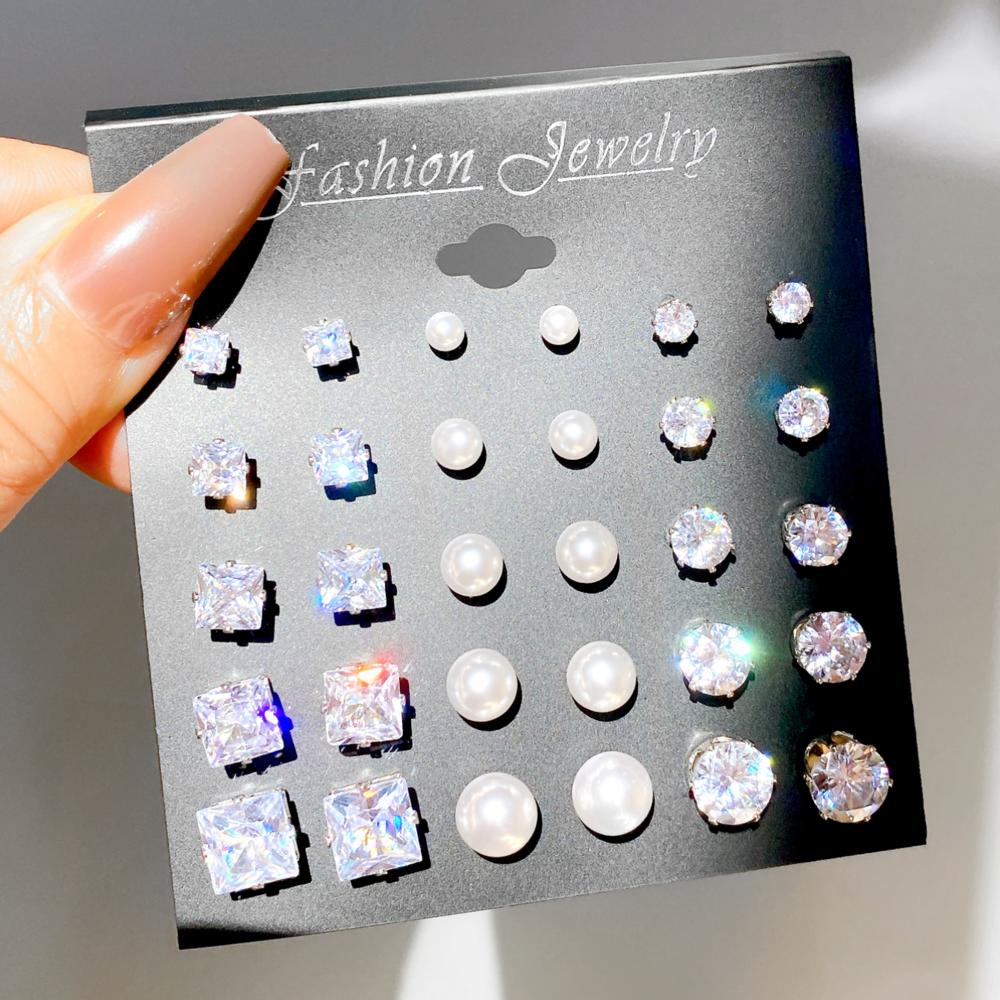 

30 шт. комплект серег из циркония, блестящие серьги-гвоздики для женщин, жемчуг, нерегулярные модные ювелирные аксессуары 2023 года, серьги новые