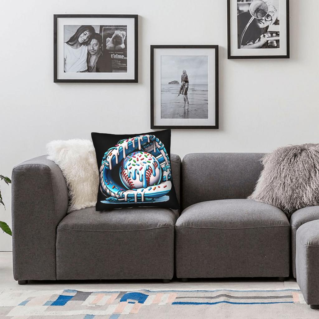 Baseball Drip Ice Cream Sprinkles Baseball Glove Pillow Case Morden Pillow Cover Comfy Pillowcases For Living Room Chair