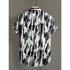 Men Ink Wash Abstract Print Turn Down Collar Short Sleeve Casual Button Up Shirt