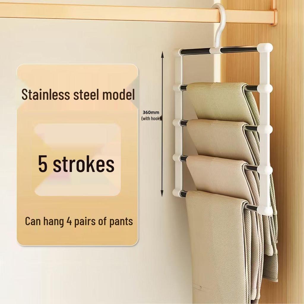 Stainless Steel Multi-Layer Folding Pants Rack Ladder with Clips