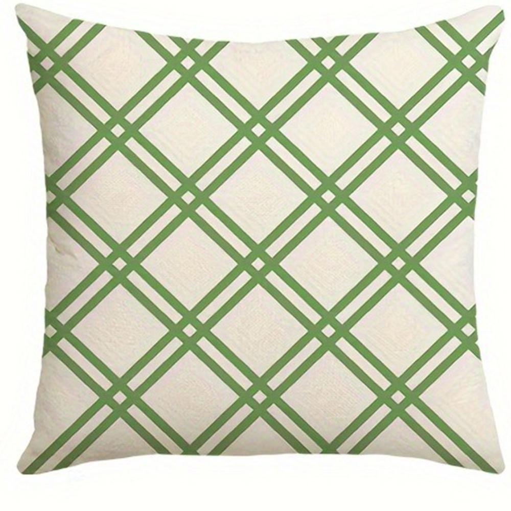 Home room decoration pillowcase floral green plaid striped pattern design living room sofa cushion cover 45x45cm