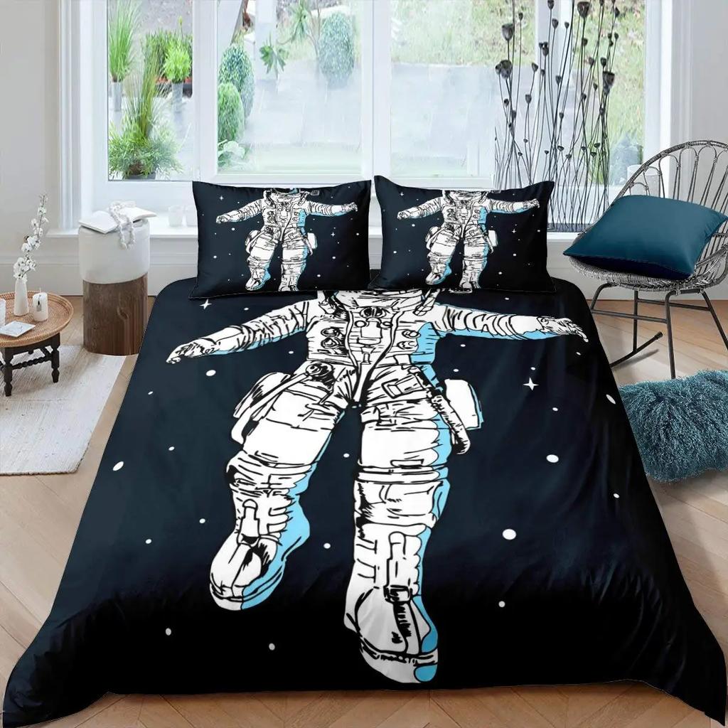 Outer Space Astronaut Duvet Cover Set Blue Galaxy For Teens Boys Gifts Astronaut Dream Planets Bedding Set Bedroom Decorations