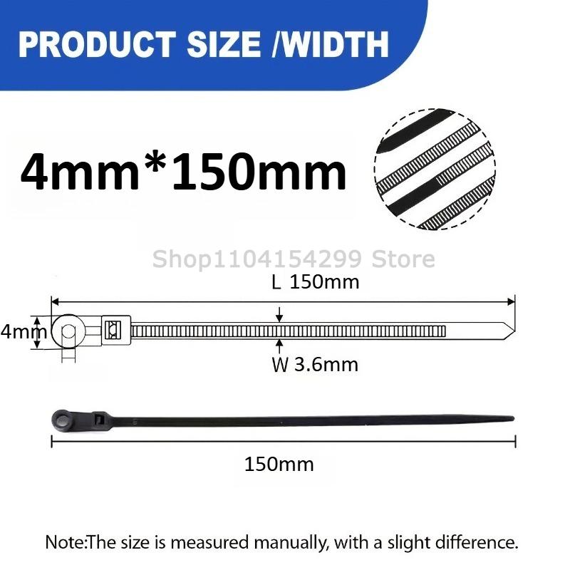 500-100PCS Screw Hole Cable Ties Reusable Fixed Nylon Cable Ties Self-locking Cord Ties Straps Fastening Loop Office Organizer