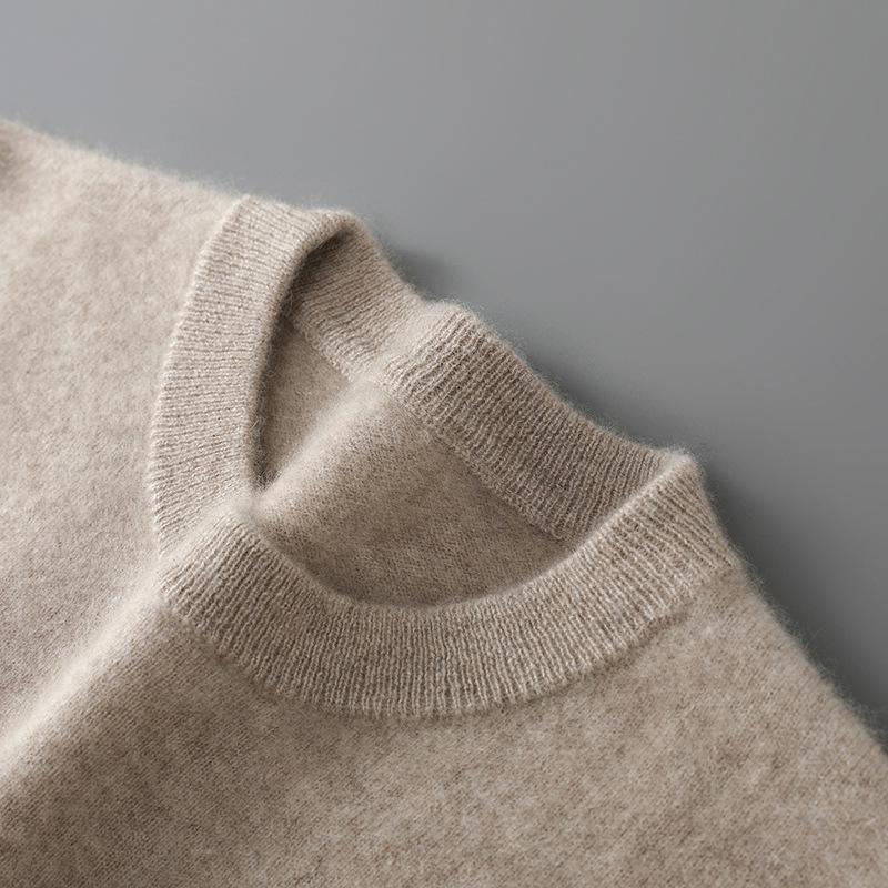 Herrtröja i enfärgad ullstickad casual