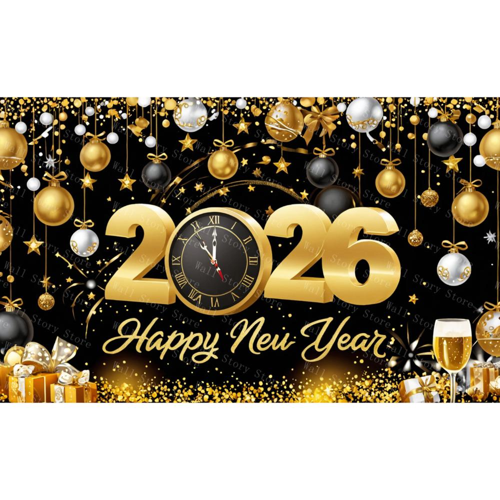 2026 Happy New Year Backdrops for Christmas Tapestry Photography Decor Background Celebrate Party Family Poster Photo Tapestry