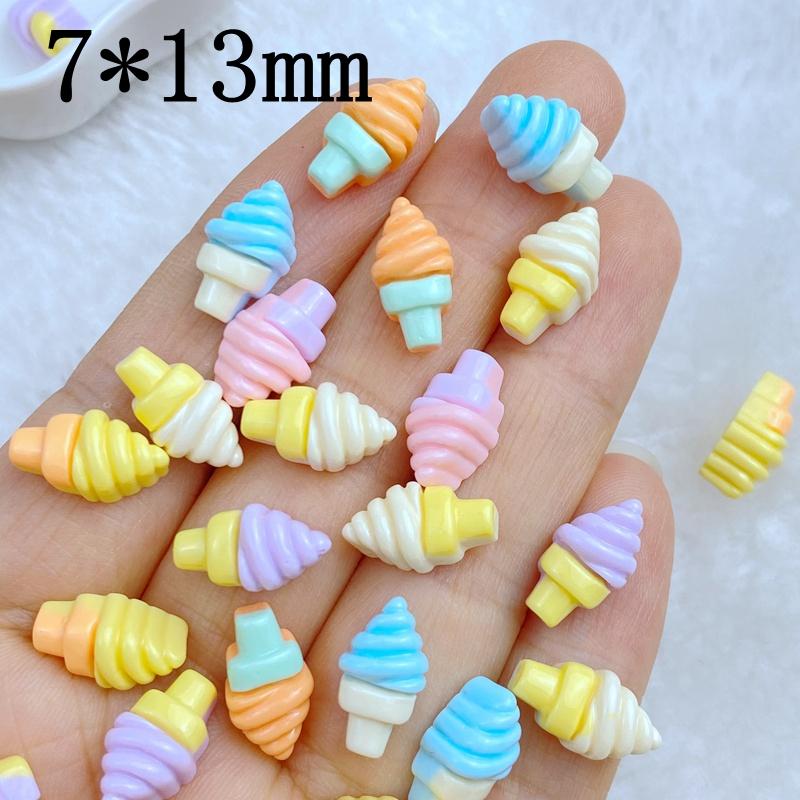 

30Pcs New Cute Resin Mini 7*13mm Ice Cream Series Flat Back Manicure Parts Embellishments For Hair Bows Accessories