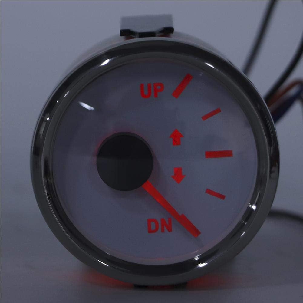 Trim Gauge Boat 52mm/2in UP-DN Boat Marine Trim Gauge 0-190ohm Trim Tilt Indicator Red Backlight(Silver frame on white) for trim gauge for boat